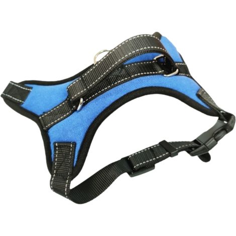 Harnais anti-traction pour chien, réfléchissant et réglable, avec 2 crochets métalliques pour laisse et poignée de dressage souple (1/5)