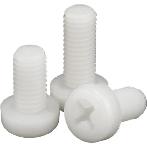 Vis cruciforme ronde en nylon blanc, filetage métrique M2 .5 M3 (1/5)