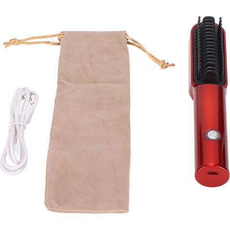 Brosse à cheveux électrique rechargeable USB, lisseur et boucleur compact pour domicile et voyage (1/5)