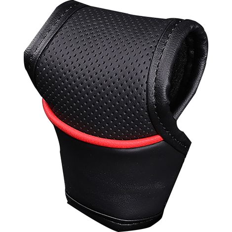 Copertura protettiva universale per pomello del cambio auto con velcro, copertura per giunto sferico per SUV, camion e camper (nera con bordi rossi) (1/5)