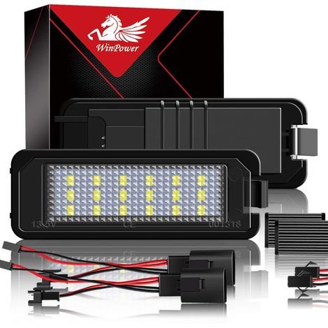 LED Éclairage plaque immatriculation ampoules super brillant CanBus Pas d'erreur 6000K blanc 18 SMD Feux arrière Compatible avec Passat B6 B7 B8 CC Golf 4 5 6 7 Polo 9N 6N etc., 2 Pièces (1/5)