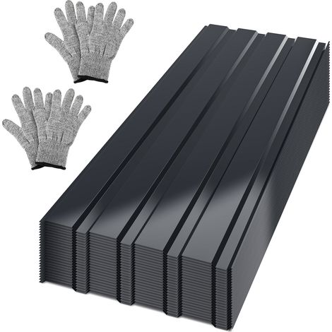 Randaco Lot de 24 tôles trapézoïdales en acier galvanisé, 129 x 46 cm, épaisseur 0,25 mm, anthracite, environ 14 m² (1/5)