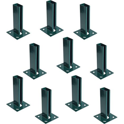 Pfostenträger Aufschraubhülse 10er Set 40x60 mm Doppelstabmatten Zaun Grün
