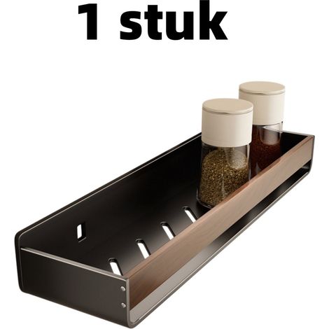 Étagère de rangement murale pour cuisine avec porte épices fixation sans perçage dimensions 30 x 9 x 6 cm pour organiser les condiments et accessoires couleur marron 1 pièce (1/5)