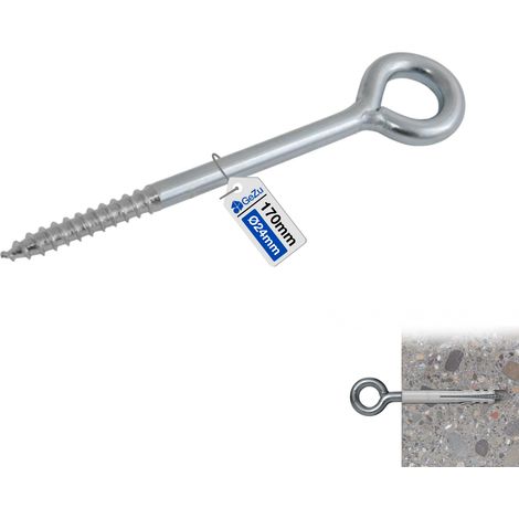 Boulon à oeil 120 mm Galvanisé Boulons à anneau à œil à tige à vis Fermée Robuste GeZu