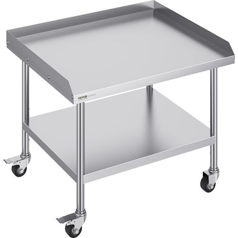 Table de Travail en Acier Inoxydable 76,2 x 91,4 x 76,2 cm, Table de Préparation des Aliments avec 4 Roues, Dosseret à 3 Côtés, Meuble de Rangement pour Cuisine Restaurant Bar Hôtel Maison (1/5)