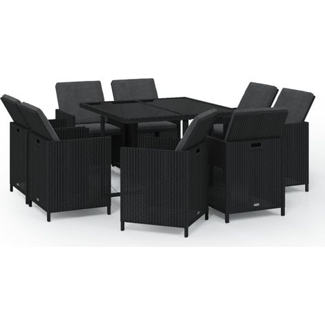 Maison Exclusive - 9-tlg. Garten-Essgruppe mit Auflagen Poly Ratt