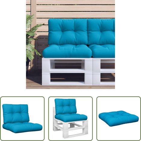 vidaXL Gartenmöbel -  Palettenkissen 2 Stk. Blau Stoff