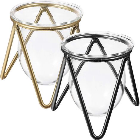 Ensemble de 4 vases en verre transparent pour plantes hydroponiques à l'aneth verte (1/5)