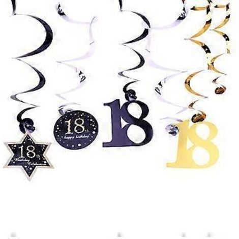 Ensemble de décorations suspendues en spirales pour 18e anniversaire, pendentifs en PVC, décoration de fête (A+B) (1/3)