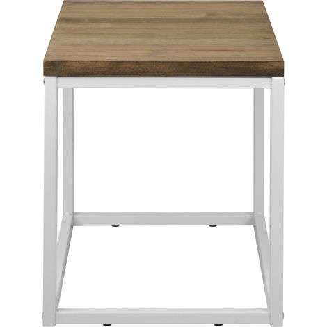 Mesa auxiliar iCub Big Wood 40x40x48cm Blanca en madera maciza de pino acabado vintage estilo industrial Box Furniture (1/5)