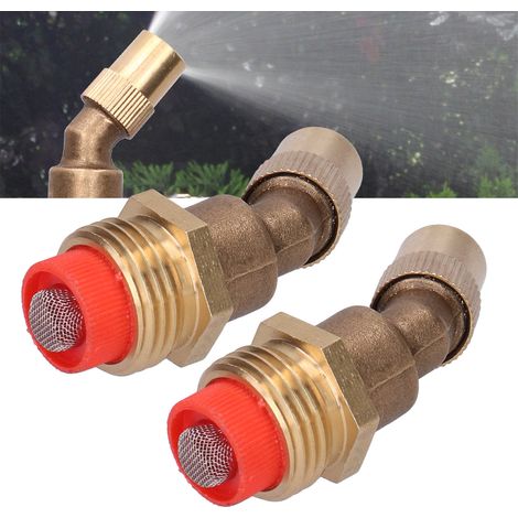 Set aus 2 abgewinkelten Sprühgeräten mit einstellbarer Zerstäubung, Filter und G1/2-Außengewinde-Bewässerungsdüse (1/5)