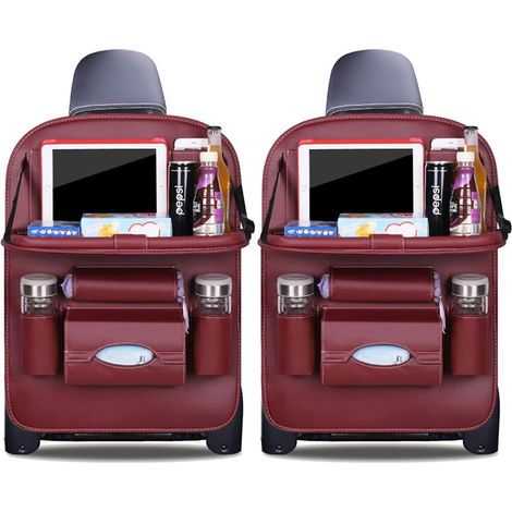 MINKUROW Protezione Per Lo Schienale Dell'organizzatore Dell'auto Protezione Per Seggiolino Auto In Pelle Pu Di Lusso Con Supporto Per Tablet Pieghevole Protezione Per Lo Schienale Impermeabile Borsa  (1/4)