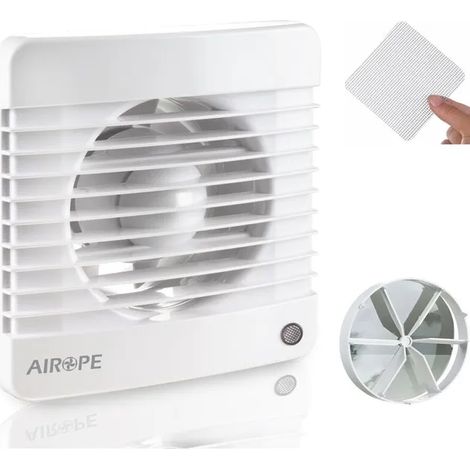 Ventilateur mural 100mm silencieux, extracteur d'air VMC avec clapet anti-retour et moustiquaire intégrée, 7W, 26 dB(A), faible consommation, pour salle de bain et cuisine (1/4)