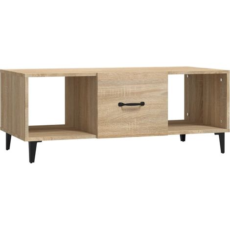 Mesa de centro con cajón diseño moderno 102 x 50 x 40 cm madera de ingeniería color roble DEC038897