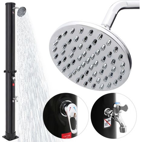 Ducha Solar Exterior 35 L Duchas de Jardín, Ducha Solar para jardín, Mezclador de Agua Caliente, Negro (1/5)