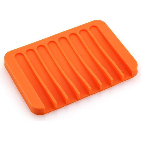 4er-Set Silikon-Seifenschalen im Wasserfall-Design für Dusche, Bad und Küche, Orange (1/5)