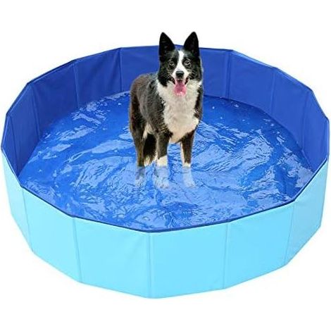 Piscine pour Chien Bassin de Baignade Animaux de Compagnies Pliable Bain Baignoire pour Grand pour Chien Baignoire en PVC Resistant d'Été Extérieur ou Intérieur (80 x20cm) (1/5)