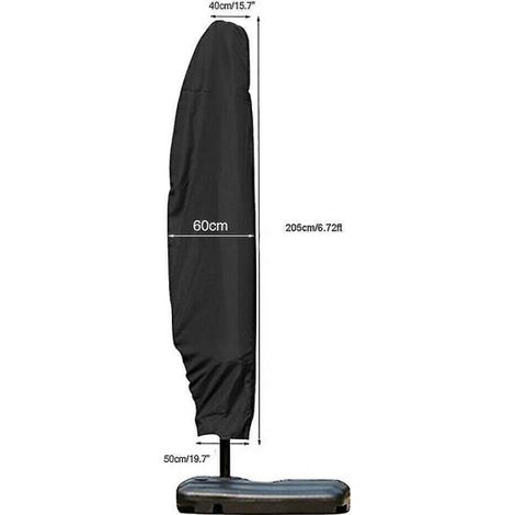 Housse de protection pour parasol extérieur, imperméable, 205 cm, noir (1/3)