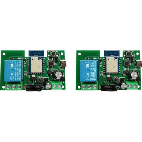 2X Tuya WIFI Controller Porte Garage Ouvre-Porte 1CH 7-32V Minuterie Inching Module Relais Autobloquant (1/4)