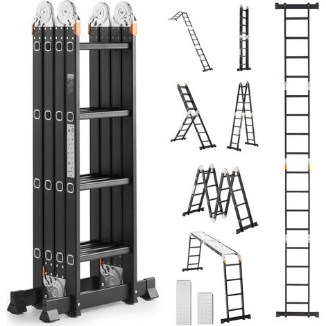 Échelle pliante multi-usage 7 en 1, échelle télescopique 15,5 pieds, supporte 330 lbs, intérieur et extérieur finition soignée (1/5)