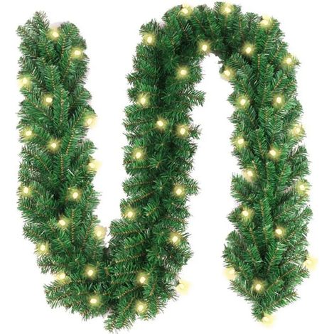 Guirlande de pin artificiel 2,7 m en PVC vert, modelable, pour Noël, intérieur et extérieur (1/5)