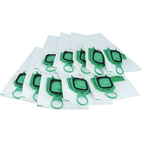 Vhbw – Lot de 10 sacs pour aspirateur Vorwerk Kobold VK140 VK150 – Microfibres non tissées – Dimensions 26x14cm – Couleur blanc/vert - VHBW 10 X (1/4)
