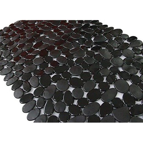 Tapis de Bain antidérapant et antibactérien en Pierre, Tapis de Douche antidérapant Noir 40,6 x 89,9 cm (1/5)