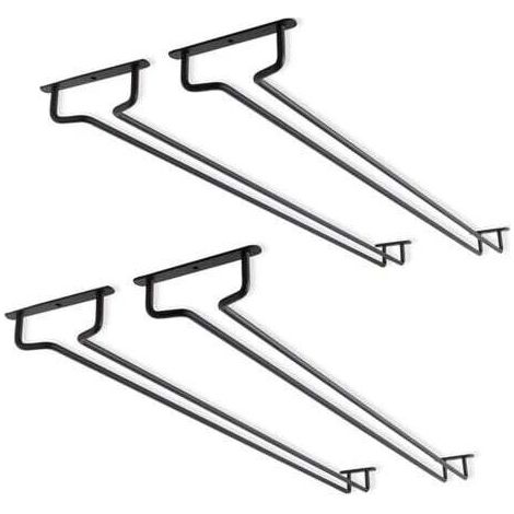 4er-Set Weinglasregale (40 cm) für die Unterbaumontage – Weinglashalter aus Metall – Weinglasregal – Für Minibar und Küchenaufbewahrung – Schwarz