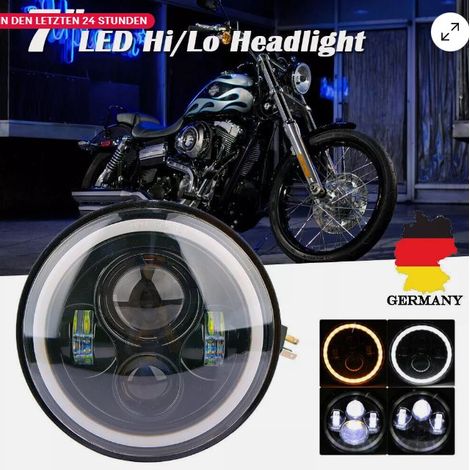 Phare Avant Moto LED - Projecteur Halo DRL 7 Pouces - Tension 12 V à 30 V - Universel pour Moto et Quad (1/5)