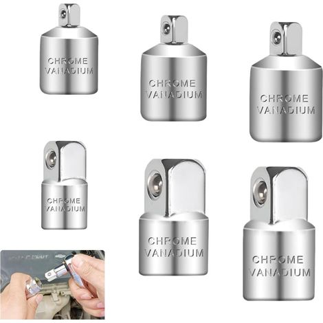 Adaptateur Douille,6 Pièces Adaptateur Cliquet Réducteur,1/4" vers 3/8", 3/8" vers 1/4", 3/8" vers 1/2", 1/2" vers 3/8", 1/2" vers 1/4", 1/4" vers 1/2"pour Clé à Choc,Cliquet (1/5)