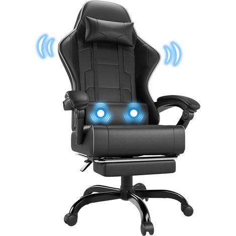 Chaise de jeu Chaises siège de massage de bureau noir 121-131cm66cm peut supporter 140kg Devoko
