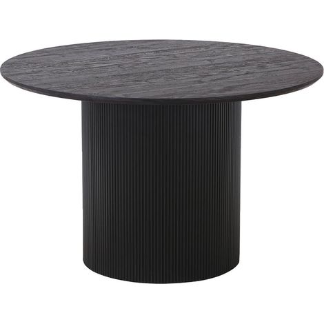ANKARA - Table repas Ronde 120cm Pieds Relief MDF Effet bois foncé (1/4)