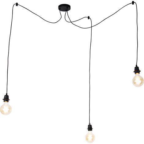 QAZQA Industrial Pendant Light Black 3 Lights - Cava