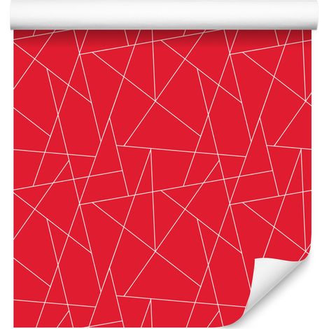 Carta da parati con motivo geometrico rosso, dettagli delicati, 50x1000 cm (1/5)