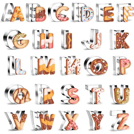 26Pcs Large 6.5cm Alphabet Letter Cookie Cutters Shapes - Stainless Steel Abc Cookie Cutters Set Metal Fondant Biscuit Tools for Christmas Birthday Holiday (1/5)