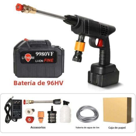 Portable High Pressure Water Gun Machine Car Wash Hose Watering Garden Foam Nozzle Large Battery 96HV (1/4)