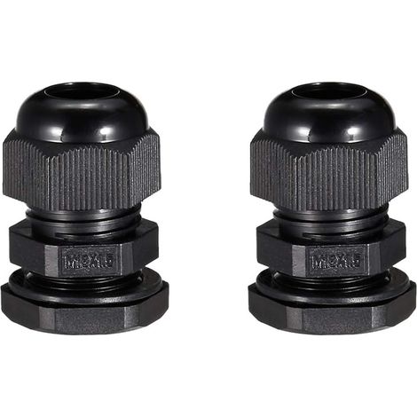 M18 Presse-étoupe Câble Glande Imperméable Plastique Conenector Réglable Contre-écrou Noir pour 5mm-10mm Diamètre Câble Fil 2Pcs (1/5)