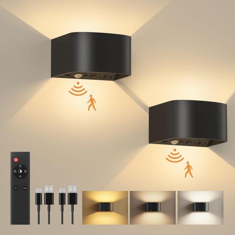 Rechargeable Motion Sensor Wall Light with Remote Control, 3 Colors Dimmable LED for Indoor Safety and Comfort