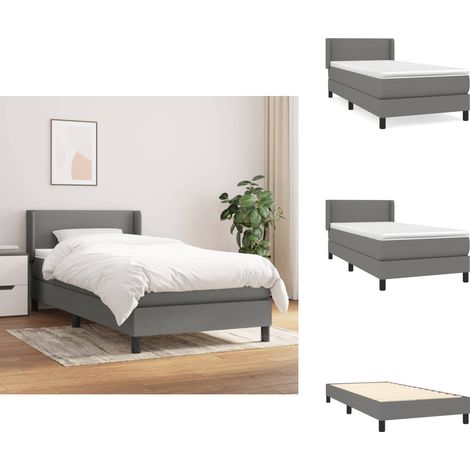 Boxspringbett mit Matratze Dunkelgrau 90x200 cm Stoff - Boxspringbett - Doppelbett - Bettenrahmen - Lattenrost - Matratze (1/5)
