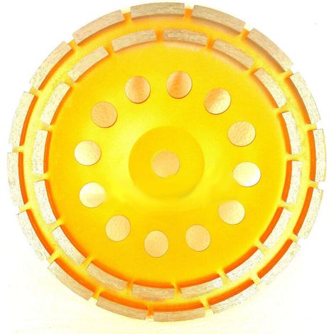 Disque Diamant, Diamant à Meuler Béton 230 x 22,2 mm Double Rangée, Meule Diamantée Universelle pour Poncer Béton, Pierre, Granit Chape, Maçonnerie, Usage Universel(Jaune) (1/4)