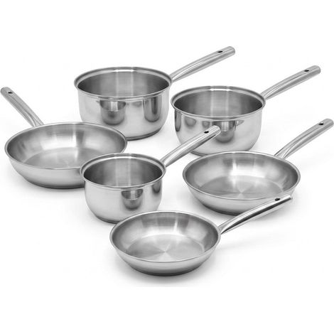 Lot de 3 casseroles 18/20/22 cm en inox et 3 poêles 20/24/28 cm Fackelmann Rhona (1/5)