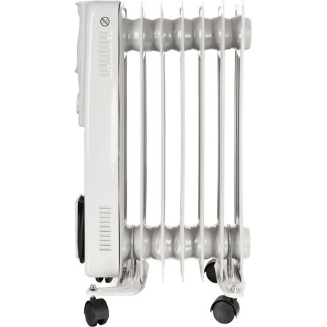 MaxxHome Radiador de aceite - Calentador eléctrico móvil - Termostato ajustable - Calefacción de aceite - Protección contra el Sobrecalentamiento - 1500W - 7 Elementos