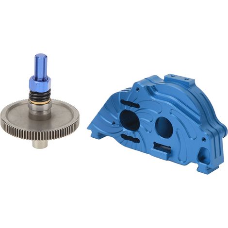Boîtier de Transmission en Aluminium pour ARRMA 1/10 - Couvercle de Boîte de Vitesses Bleu Foncé avec Engrenages (1/5)