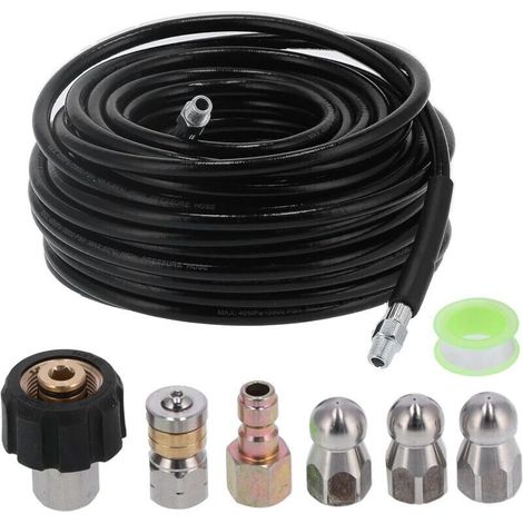 30m Pressure Washing Hose, Washing Hose Replacement Hose for Cleaners Double Layer Reinforced Click Plug Quick Connector 5800 PSI (1/4)
