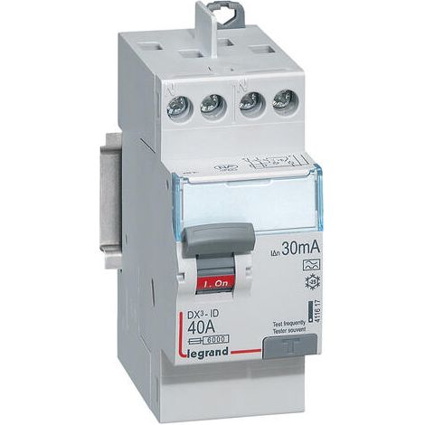 Legrand – Interrupteur différentiel bipolaire 2P 230V 40A type A 30mA – Protection circuits spécialisés – Répartition optimisée par peigne