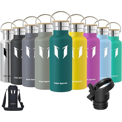 Trinkflasche Edelstahl Auslaufsicher BPAfrei 500 ml Dunkelgr&xFCn (1/5)