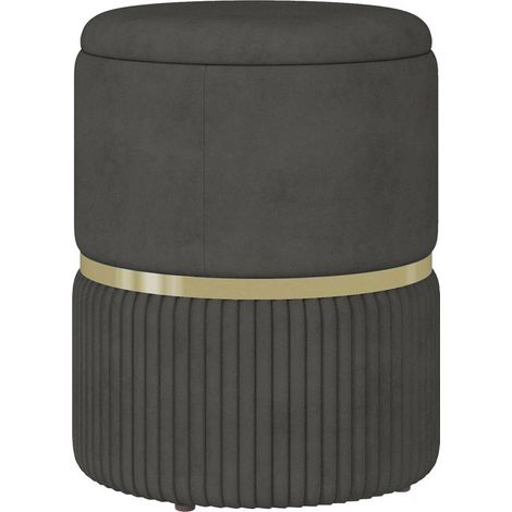 Pouf tabouret repose-pied coffre de rangement en velours côtelé 36 x 36 x 44 cm pour salon chambre gris (1/5)