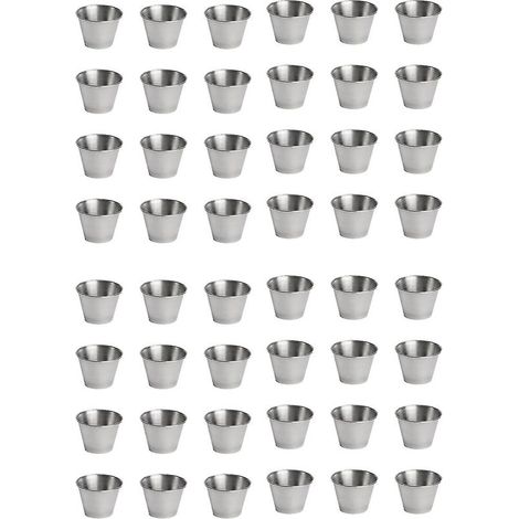 Lot de 48 coupelles à sauce en acier inoxydable, qualité professionnelle, ramequins à condiments. (1/5)