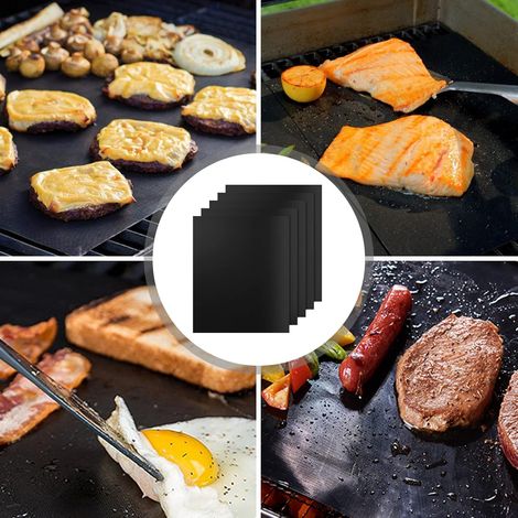 Tapis de barbecue, 40 x 33 cm, Antiadhésif et réutilisable, Sans PFOA, Tapis de barbecue, Résistant à la chaleur jusqu'à 260 °C, Plaque à griller pour gaz, Four, Charbon de bois (1/5)